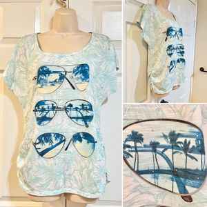 Style & Co.-Scoop Neck Ruched Waist-Tiny Stud Embellished T Shirt /Top-Sz M